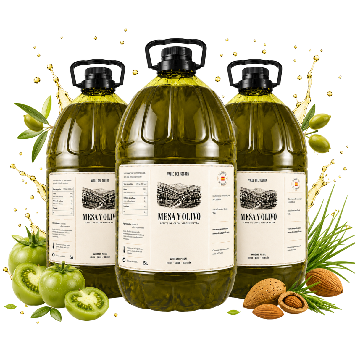 Garrafa de Aceite de Oliva Virgen Extra Picual 5L, Mesa y Olivo